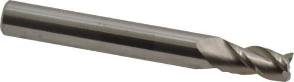 Accupro - 7/32", 3/8" LOC, 1/4" Shank Diam, 2" OAL, 3 Flute, Solid Carbide Square End Mill - Single End, Uncoated, Spiral Flute, 40° Helix, Centercutting, Right Hand Cut, Right Hand Flute - Eagle Tool & Supply