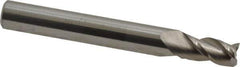 Accupro - 7/32", 3/8" LOC, 1/4" Shank Diam, 2" OAL, 3 Flute, Solid Carbide Square End Mill - Single End, Uncoated, Spiral Flute, 40° Helix, Centercutting, Right Hand Cut, Right Hand Flute - Eagle Tool & Supply