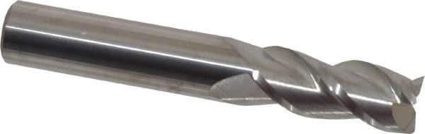 Accupro - 7/16", 1" LOC, 7/16" Shank Diam, 2-3/4" OAL, 3 Flute, Solid Carbide Square End Mill - Single End, Uncoated, Spiral Flute, 40° Helix, Centercutting, Right Hand Cut, Right Hand Flute - Eagle Tool & Supply