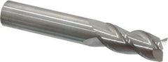 Accupro - 9/16", 1-1/4" LOC, 9/16" Shank Diam, 3-1/2" OAL, 3 Flute, Solid Carbide Square End Mill - Single End, Uncoated, Spiral Flute, 40° Helix, Centercutting, Right Hand Cut, Right Hand Flute - Eagle Tool & Supply