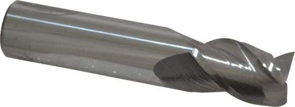 Accupro - 5/8", 7/8" LOC, 5/8" Shank Diam, 3" OAL, 3 Flute, Solid Carbide Square End Mill - Single End, Uncoated, Spiral Flute, 40° Helix, Centercutting, Right Hand Cut, Right Hand Flute - Eagle Tool & Supply