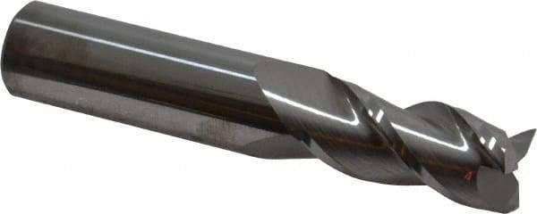 Accupro - 11/16", 1-1/2" LOC, 3/4" Shank Diam, 4" OAL, 3 Flute, Solid Carbide Square End Mill - Single End, Uncoated, Spiral Flute, 40° Helix, Centercutting, Right Hand Cut, Right Hand Flute - Eagle Tool & Supply