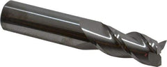 Accupro - 11/16", 1-1/2" LOC, 3/4" Shank Diam, 4" OAL, 3 Flute, Solid Carbide Square End Mill - Single End, Uncoated, Spiral Flute, 40° Helix, Centercutting, Right Hand Cut, Right Hand Flute - Eagle Tool & Supply