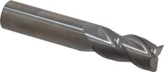 Accupro - 3/4", 1-1/2" LOC, 3/4" Shank Diam, 4" OAL, 3 Flute, Solid Carbide Square End Mill - Single End, Uncoated, Spiral Flute, 40° Helix, Centercutting, Right Hand Cut, Right Hand Flute - Eagle Tool & Supply