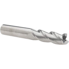Accupro - 3/4", 2-1/4" LOC, 3/4" Shank Diam, 5" OAL, 3 Flute, Solid Carbide Square End Mill - Single End, Uncoated, Spiral Flute, 40° Helix, Centercutting, Right Hand Cut, Right Hand Flute - Eagle Tool & Supply