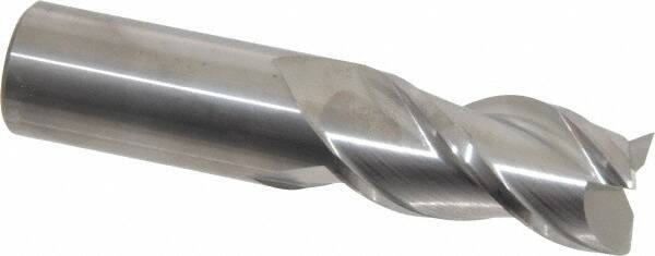 Accupro - 7/8", 1-3/4" LOC, 7/8" Shank Diam, 4" OAL, 3 Flute, Solid Carbide Square End Mill - Single End, Uncoated, Spiral Flute, 40° Helix, Centercutting, Right Hand Cut, Right Hand Flute - Eagle Tool & Supply