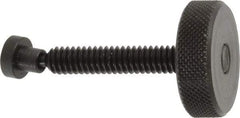 Gibraltar - 1/4-20 Knurled Shoulderless Swivel Pad Tip Grade C-12L14 Steel Thumb Screw - 1.9" OAL, 1" Head Diam x 5/16" Head Height, Black Oxide Finish - Eagle Tool & Supply