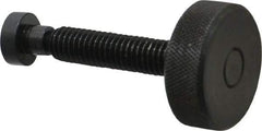 Gibraltar - 3/8-16 Knurled Shoulderless Swivel Pad Tip Grade C-12L14 Steel Thumb Screw - 2.55" OAL, 1-1/4" Head Diam x 7/16" Head Height, Black Oxide Finish - Eagle Tool & Supply