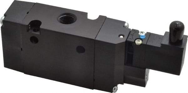 Parker - 1/4", 3-Way Body Ported Stacking Solenoid Valve - 24 VDC, 1.4 CV Rate, Air Return, 2.4" High x 5.29" Long - Eagle Tool & Supply