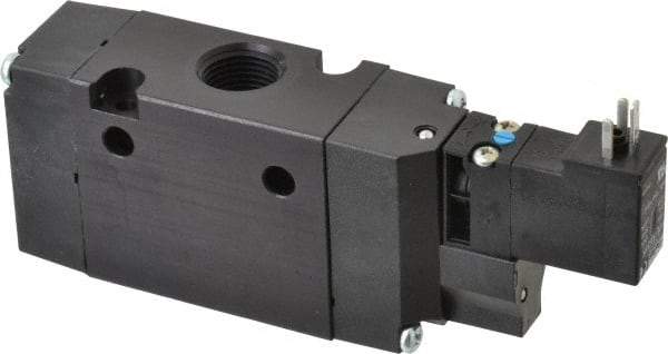 Parker - 3/8", 3-Way Body Ported Stacking Solenoid Valve - 120 VAC, 1.4 CV Rate, Air Return, 2.4" High x 5.29" Long - Eagle Tool & Supply