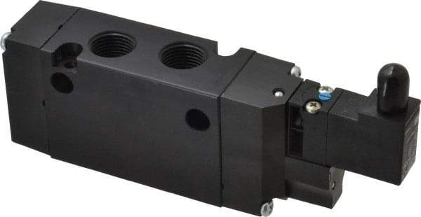 Parker - 3/8", 4-Way Body Ported Stacking Solenoid Valve - 24 VDC, 1.4 CV Rate, 2.4" High x 5.78" Long - Eagle Tool & Supply
