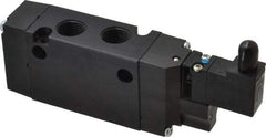 Parker - 3/8", 4-Way Body Ported Stacking Solenoid Valve - 24 VDC, 1.4 CV Rate, 2.4" High x 5.78" Long - Eagle Tool & Supply