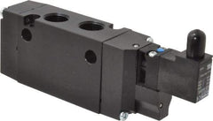 Parker - 3/8", 4-Way Body Ported Stacking Solenoid Valve - 120 VAC, 1.4 CV Rate, Air Return, 2.4" High x 5.78" Long - Eagle Tool & Supply