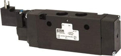 Parker - 3/8", 4-Way Body Ported Stacking Solenoid Valve - 24 VDC, 2.7 CV Rate, Air Return, 2.4" High x 6.67" Long - Eagle Tool & Supply