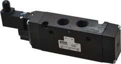 Parker - 3/8", 4-Way Body Ported Stacking Solenoid Valve - 120 VAC, 2.7 CV Rate, Air Return, 2.4" High x 6.67" Long - Eagle Tool & Supply
