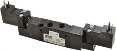 Parker - 1/8", 4-Way Body Ported Stacking Solenoid Valve - 120 VAC, 0.75 CV Rate, 2.14" High x 6.44" Long - Eagle Tool & Supply