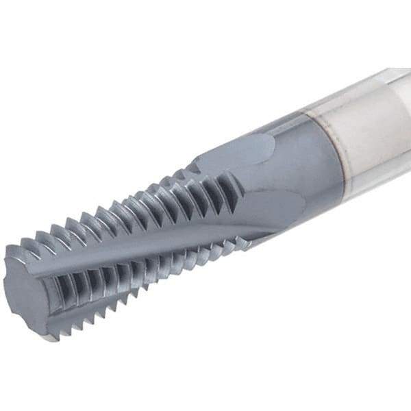 Iscar - 2 - 11-1/2, 1 - 11-1/2 NPT, 0.6299" Cutting Diam, 4 Flute, Solid Carbide Helical Flute Thread Mill - Internal/External Thread, 27.6mm LOC, 105mm OAL, 16mm Shank Diam - Eagle Tool & Supply
