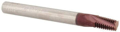 Iscar - NPT, 1/4" Cutting Diam, 3 Flute, Solid Carbide Helical Flute Thread Mill - External Thread, 0.4" LOC, 2-1/2" OAL, 1/4" Shank Diam - Eagle Tool & Supply