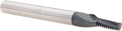 Iscar - UN, 0.16" Cutting Diam, 3 Flute, Solid Carbide Helical Flute Thread Mill - External Thread, 0.4" LOC, 2-1/2" OAL, 1/4" Shank Diam - Eagle Tool & Supply