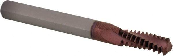 Iscar - UN, 0.24" Cutting Diam, 3 Flute, Solid Carbide Helical Flute Thread Mill - External Thread, 0.7" LOC, 2-1/2" OAL, 1/4" Shank Diam - Eagle Tool & Supply