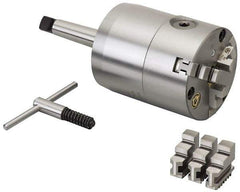 Bison - 3 Jaws, 6" Diam, Self Centering Manual Lathe Chuck - 5MT Mount Spindle, Adjustable, Reversible, 1,800 Max RPM, 1.97" Through Hole Diam, Forged Steel - Eagle Tool & Supply