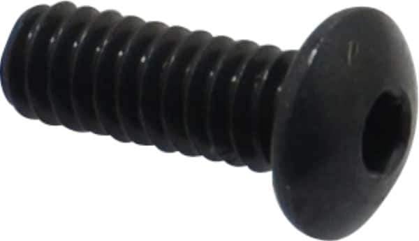 Camcar - #2-56 UNC Hex Socket Drive, Button Screw - Alloy Steel, Black Oxide Finish, Fully Threaded, 1/4" Length Under Head - Eagle Tool & Supply