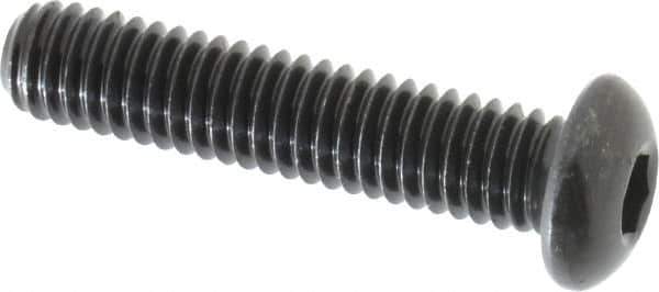Made in USA - 5/16-18 UNC Hex Socket Drive, Button Screw - Alloy Steel, Black Oxide Finish, Fully Threaded, 1-1/2" Length Under Head - Eagle Tool & Supply