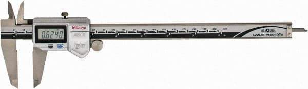 Mitutoyo - 0 to 200mm Range, 0.01mm Resolution, IP67 Electronic Caliper - Stainless Steel with 50mm Stainless Steel Jaws, 0.001" Accuracy - Eagle Tool & Supply