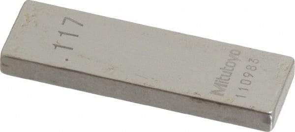 Mitutoyo - 0.117" Rectangular Steel Gage Block - Accuracy Grade 0, Includes Certificate of Inspection - Eagle Tool & Supply