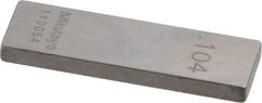 Mitutoyo - 0.104" Rectangular Steel Gage Block - Accuracy Grade 0, Includes Certificate of Inspection - Eagle Tool & Supply