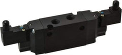 Parker - 4-Way Body Ported Stacking Solenoid Valve - 24 VDC, 1.4 CV Rate, 7.51" Long - Eagle Tool & Supply
