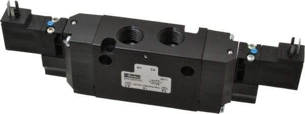 Parker - 4-Way Body Ported Stacking Solenoid Valve - 120 VAC, 1.4 CV Rate, 7.51" Long - Eagle Tool & Supply