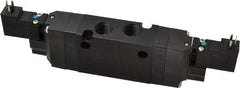 Parker - 4-Way Body Ported Stacking Solenoid Valve - 120 VAC, 1.1 CV Rate, 8.45" Long - Eagle Tool & Supply