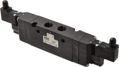 Parker - 3/8", 4-Way Body Ported Stacking Solenoid Valve - 24 VDC, 2.1 CV Rate, 9.35" Long - Eagle Tool & Supply