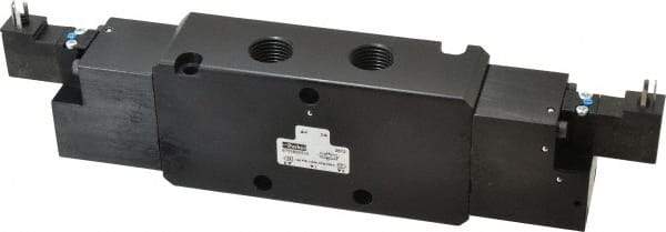 Parker - 4-Way Body Ported Stacking Solenoid Valve - 120 VAC, 5.7 CV Rate, 11.29" Long - Eagle Tool & Supply