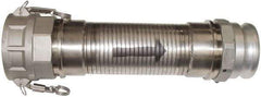 Kuriyama of America - 240" OAL, 3" ID, Flexible Metal Hose Assembly - 3" Fitting, Part A Adapter x Part D Coupler End Connections, Aluminum Fitting, 304 Stainless Steel Hose - Eagle Tool & Supply