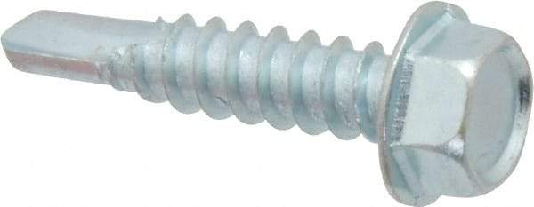 Value Collection - #12, Hex Washer Head, Hex Drive, 1" Length Under Head, #3 Point, Self Drilling Screw - Grade 2 Steel, Zinc-Plated Finish - Eagle Tool & Supply