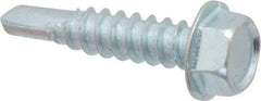 Value Collection - #12, Hex Washer Head, Hex Drive, 1" Length Under Head, #3 Point, Self Drilling Screw - Grade 2 Steel, Zinc-Plated Finish - Eagle Tool & Supply