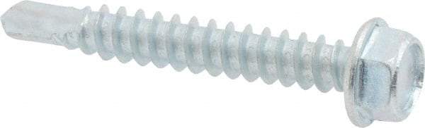 Value Collection - #12, Hex Washer Head, Hex Drive, 1-1/2" Length Under Head, #3 Point, Self Drilling Screw - Grade 2 Steel, Zinc-Plated Finish - Eagle Tool & Supply