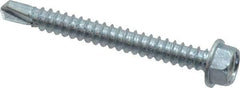 Value Collection - #12, Hex Washer Head, Hex Drive, 2" Length Under Head, #3 Point, Self Drilling Screw - Grade 2 Steel, Zinc-Plated Finish - Eagle Tool & Supply