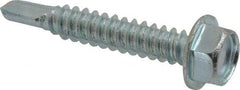 Value Collection - #14, Hex Washer Head, Hex Drive, 1-1/2" Length Under Head, #3 Point, Self Drilling Screw - Grade 2 Steel, Zinc-Plated Finish - Eagle Tool & Supply