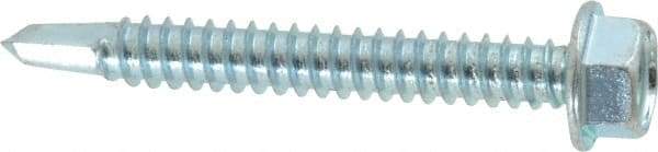 Value Collection - #14, Hex Washer Head, Hex Drive, 2" Length Under Head, #3 Point, Self Drilling Screw - Grade 2 Steel, Zinc-Plated Finish - Eagle Tool & Supply