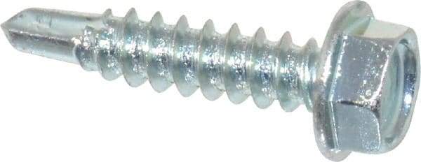 Value Collection - #8, Hex Washer Head, Hex Drive, 3/4" Length Under Head, #2 Point, Self Drilling Screw - Grade 2 Steel, Zinc-Plated Finish - Eagle Tool & Supply