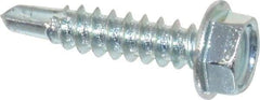 Value Collection - #8, Hex Washer Head, Hex Drive, 3/4" Length Under Head, #2 Point, Self Drilling Screw - Grade 2 Steel, Zinc-Plated Finish - Eagle Tool & Supply