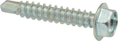 Value Collection - #8, Hex Washer Head, Hex Drive, 1" Length Under Head, #2 Point, Self Drilling Screw - Grade 2 Steel, Zinc-Plated Finish - Eagle Tool & Supply