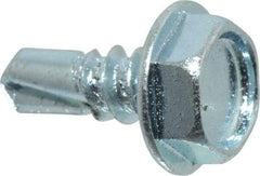 Value Collection - #10, Hex Washer Head, Hex Drive, 1/2" Length Under Head, #3 Point, Self Drilling Screw - Grade 2 Steel, Zinc-Plated Finish - Eagle Tool & Supply