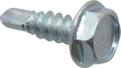 Value Collection - #10, Hex Washer Head, Hex Drive, 5/8" Length Under Head, #3 Point, Self Drilling Screw - Grade 2 Steel, Zinc-Plated Finish - Eagle Tool & Supply