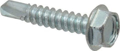 Value Collection - #10, Hex Washer Head, Hex Drive, 1" Length Under Head, #3 Point, Self Drilling Screw - Grade 2 Steel, Zinc-Plated Finish - Eagle Tool & Supply