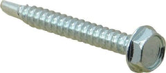 Value Collection - #10, Hex Washer Head, Hex Drive, 1-1/2" Length Under Head, #3 Point, Self Drilling Screw - Grade 2 Steel, Zinc-Plated Finish - Eagle Tool & Supply