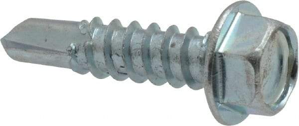 Value Collection - #12, Hex Washer Head, Hex Drive, 3/4" Length Under Head, #3 Point, Self Drilling Screw - Grade 2 Steel, Zinc-Plated Finish - Eagle Tool & Supply
